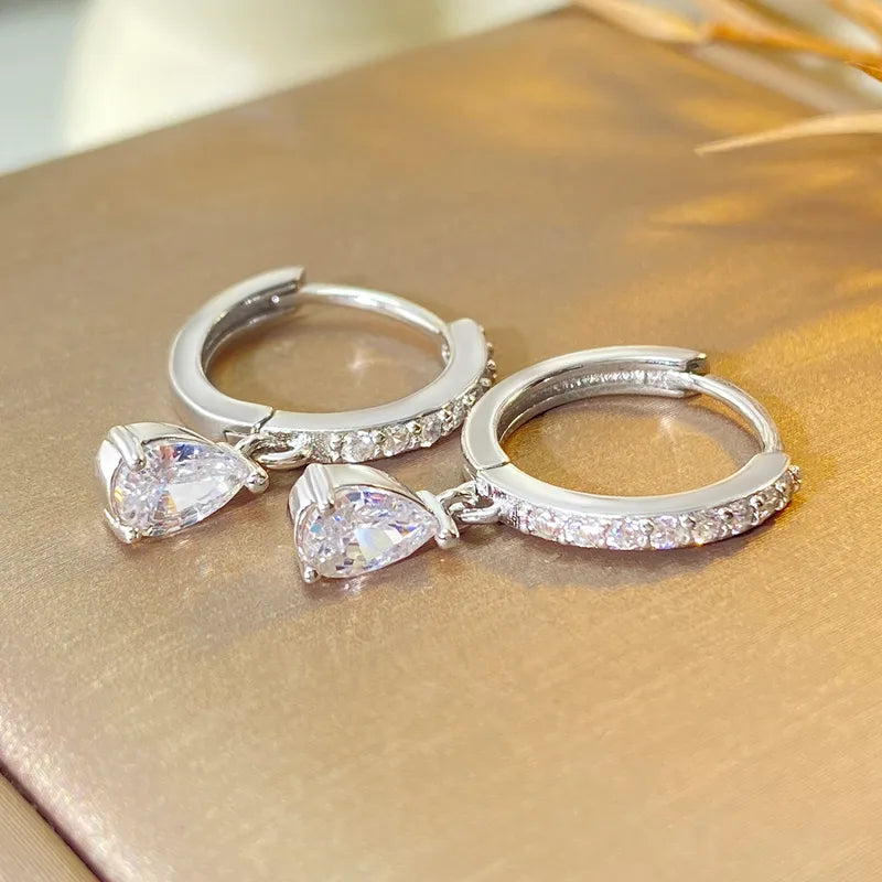 S925 toca com zircon-ea617 brincos de aço