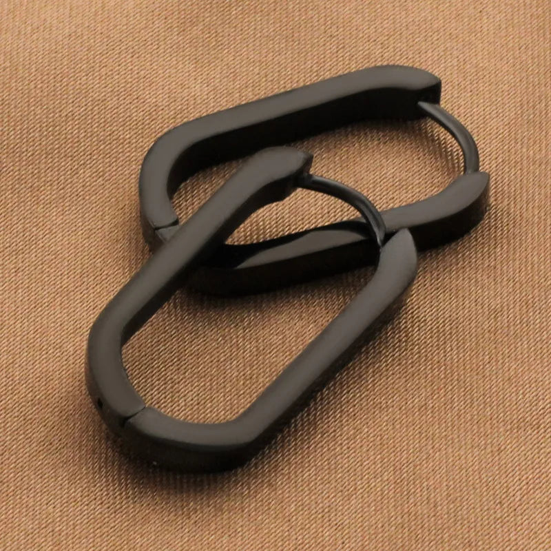 Σκουλαρίκια μαύρο ατσάλι U shape-EA691