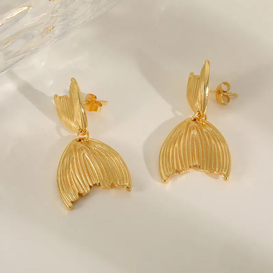 Σκουλαρίκια επιχρυσωμένο ατσάλι ουρά ψαριού - EA791