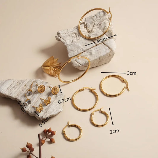 Conjunto de brincos de aço - W054