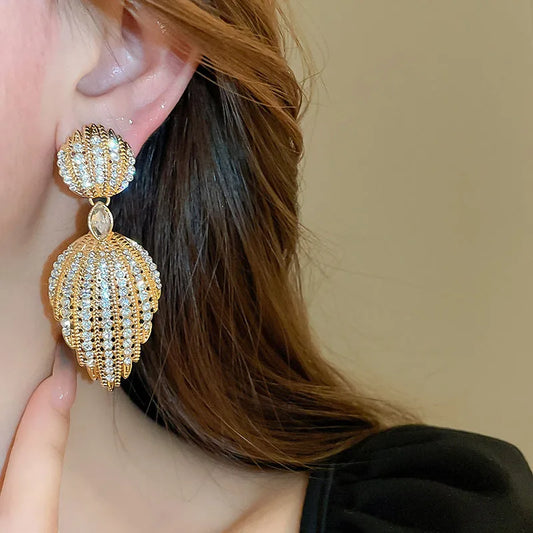 Boucles d'oreilles en laiton avec strass - W020