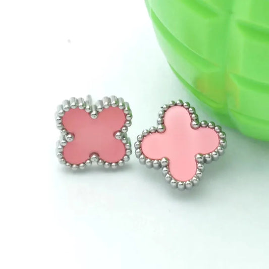 *Σκουλαρίκια τετράφυλλο τριφύλλι ατσάλι σε πολλά χρώματα-EA045