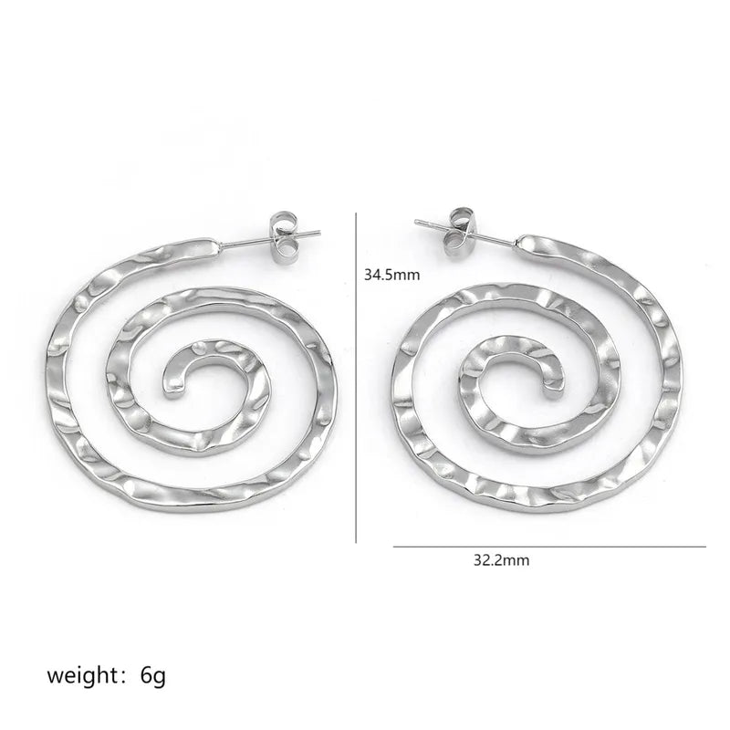 Boucles d'oreilles spirales acier argent - w068