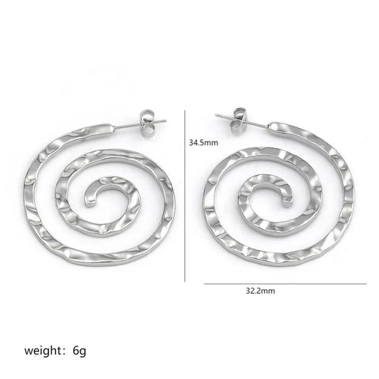 Boucles d'oreilles spirales acier argent - w068