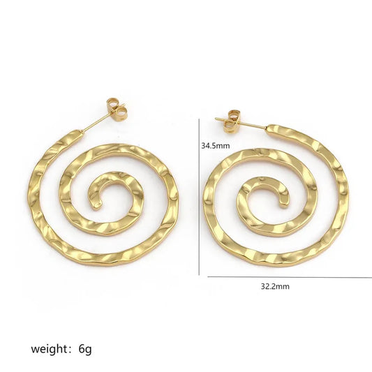 Boucles d'oreilles spirales en acier doré - w069