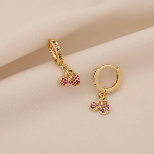 Σκουλαρίκια χρυσό ατσάλι με πολύχρωμα zircon-EA054