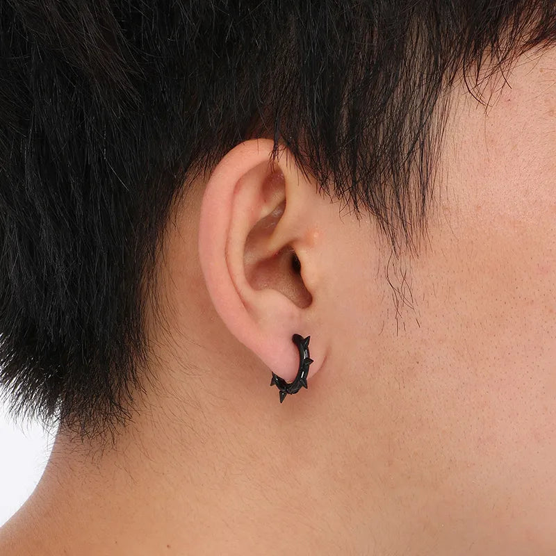 Σκουλαρίκια μαύρο ατσάλι με καρφιά-EA701