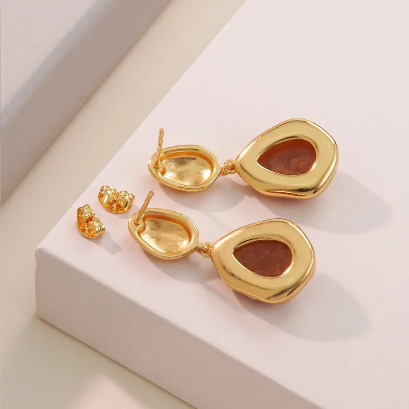 Boucles d'oreilles en acier doré avec en bronze en résine-EA572