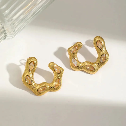 Σκουλαρίκια ατσάλινα χρυσά - w454