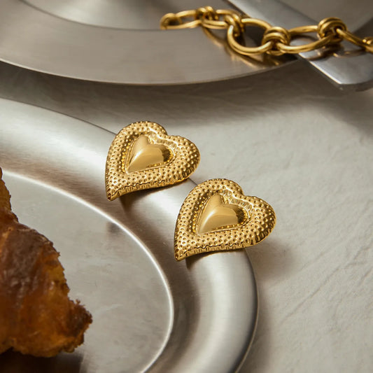Σκουλαρίκια ατσάλινες χρυσές καρδιές - EA329