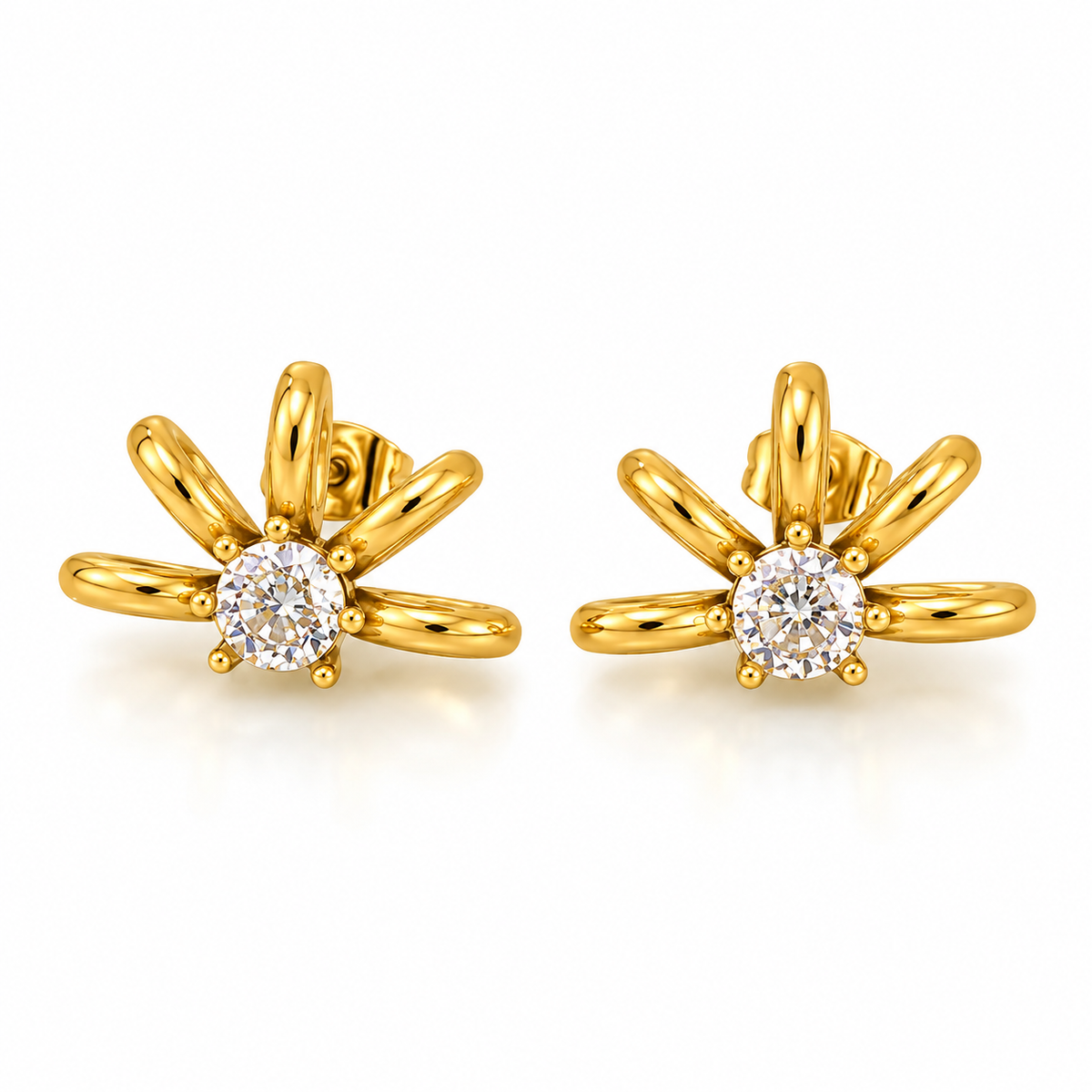 Goldene Stahlohrringe mit braunen Steinen – EA320