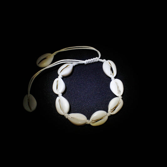 Βραχιόλι ποδιού λευκό κοχύλι-AN041