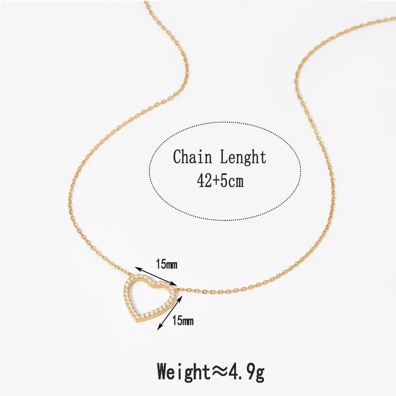 Κολιέ επιχρυσωμένο ατσάλι καρδιά zircon - NE714
