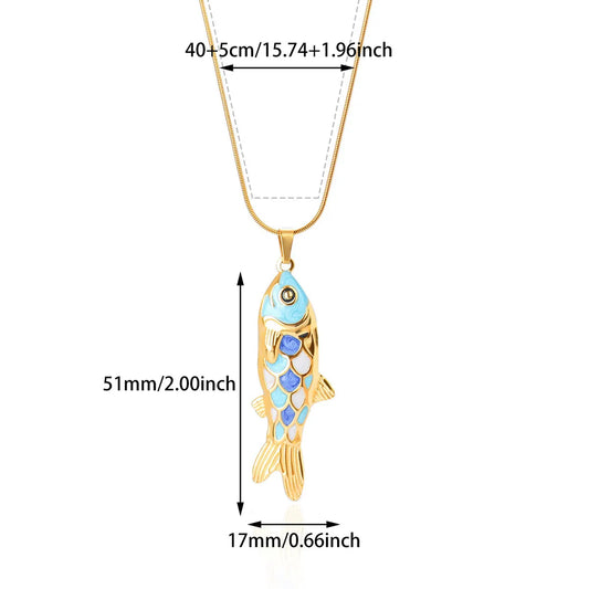 Κολιέ επιχρυσωμένο ατσάλι με ψαράκι - NE728