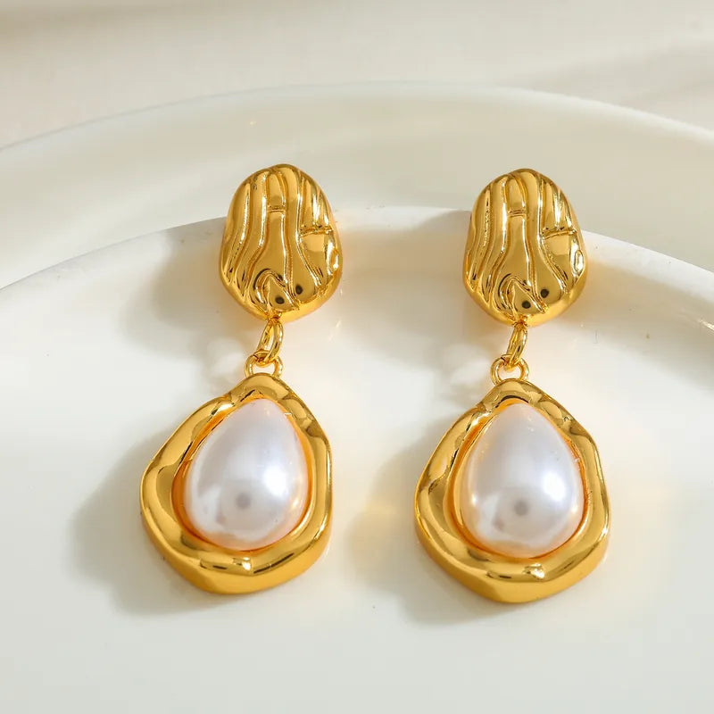 Σκουλαρίκια επιχρυσωμένο ατσάλι με πέρλες -EA647