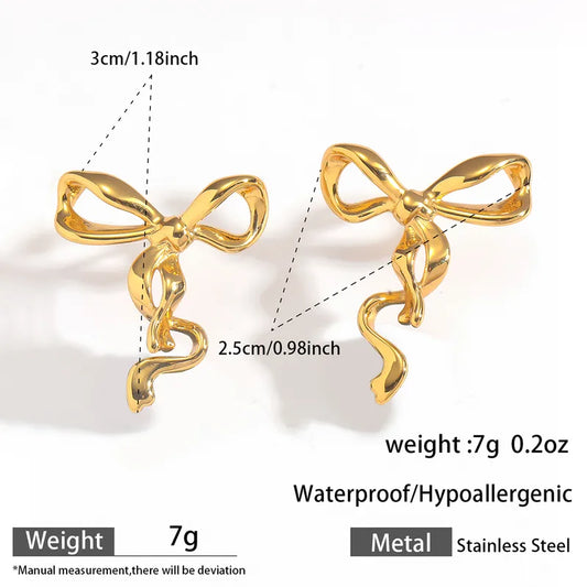 Σκουλαρίκια επιχρυσωμένο ατσάλι φιόγκος-EA673