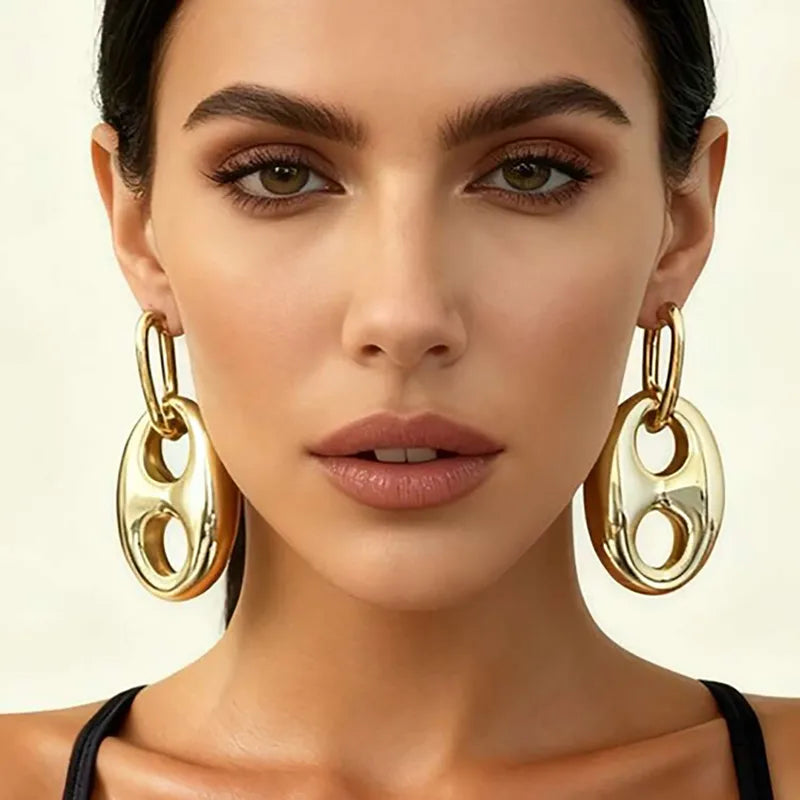 Σκουλαρίκια επιχρυσωμένο ατσάλι με τρύπες-EA094