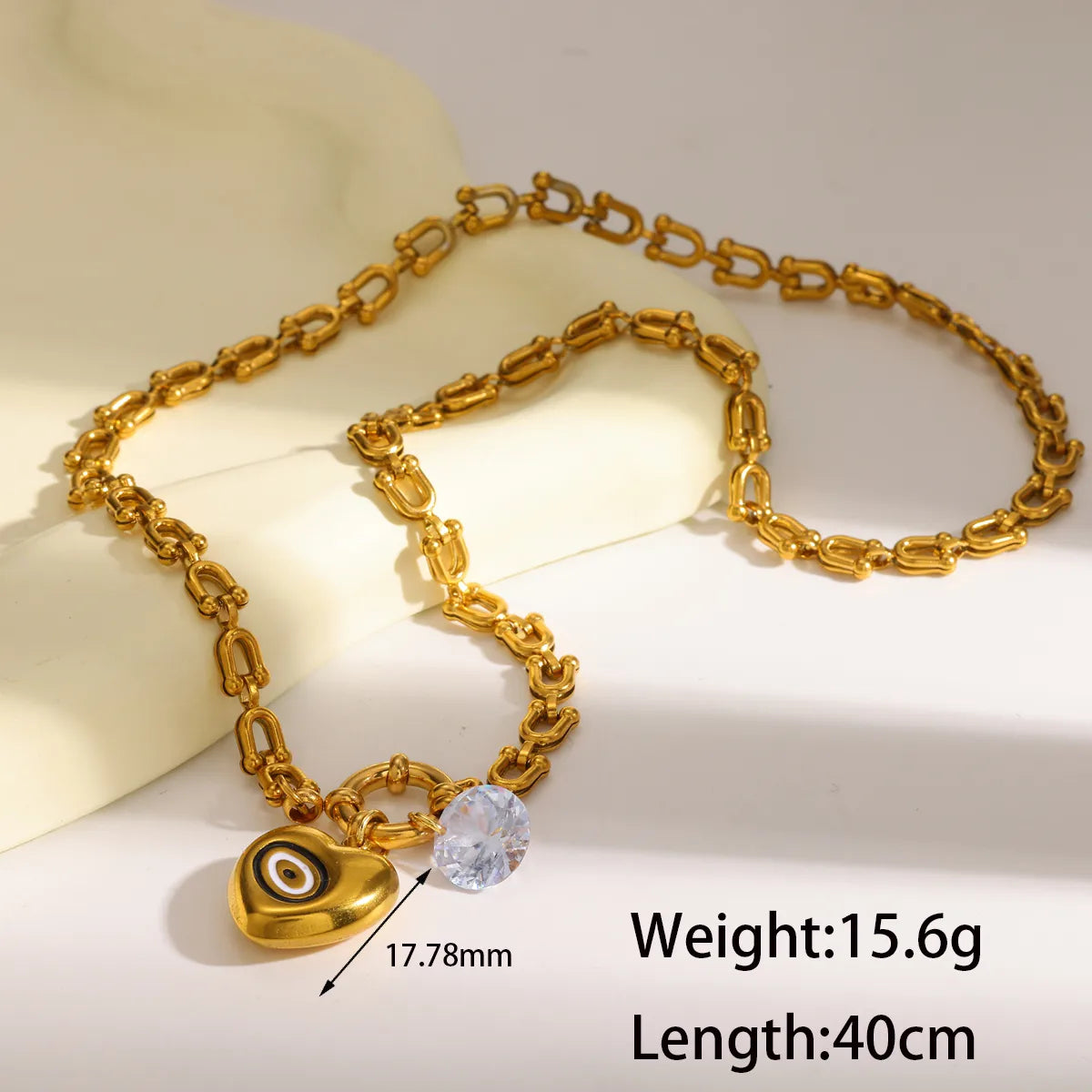 Κολιέ επιχρυσωμένο ατσάλι καρδιά και μάτι- NE738