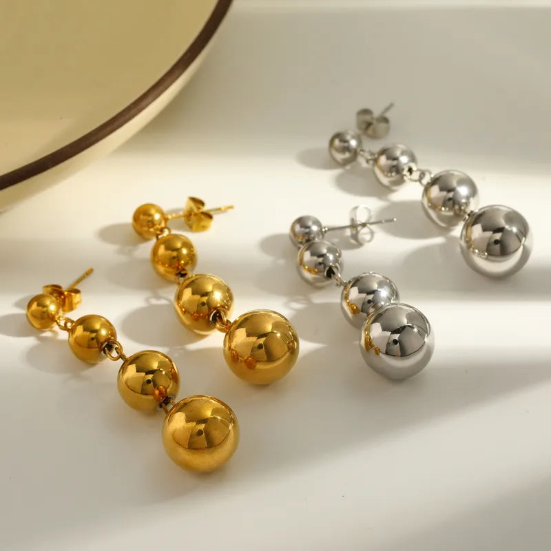 Σκουλαρίκια επιχρυσωμένο ατσάλι με μπαλάκια-EA050