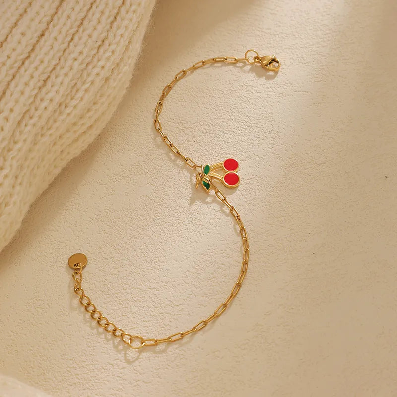 Βραχιόλι επιχρυσωμένο ατσάλι με κεράσι - BR448