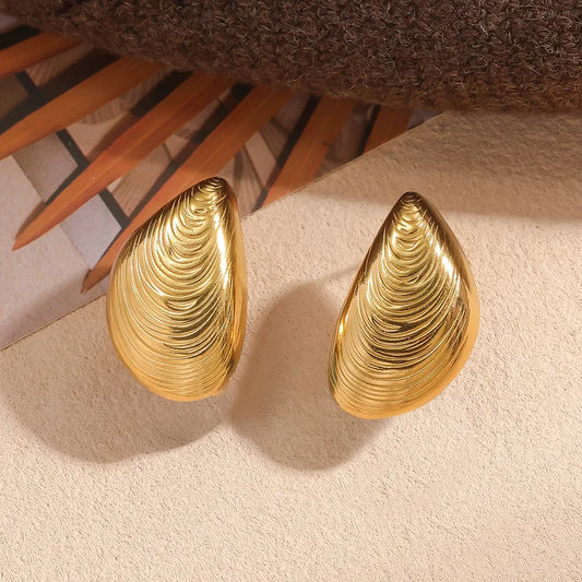 Σκουλαρίκια επιχρυσωμένο ατσάλι με κοχύλι - EA800