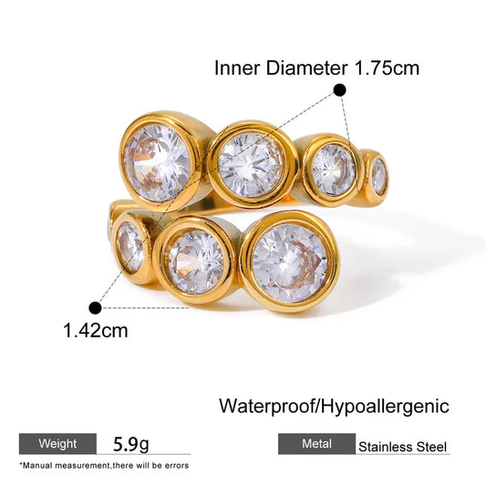 Δαχτυλίδι επιχρυσωμένο ατσάλι με στρόγγυλα zircon-R016