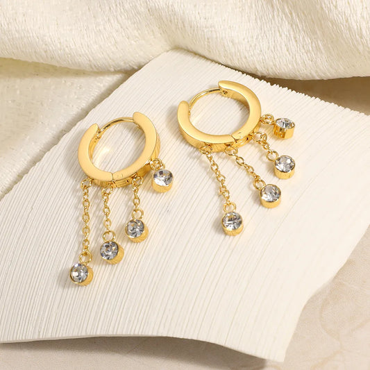 Σκουλαρίκια επιχρυσωμένο ατσάλι με κρύσταλλα-EA196