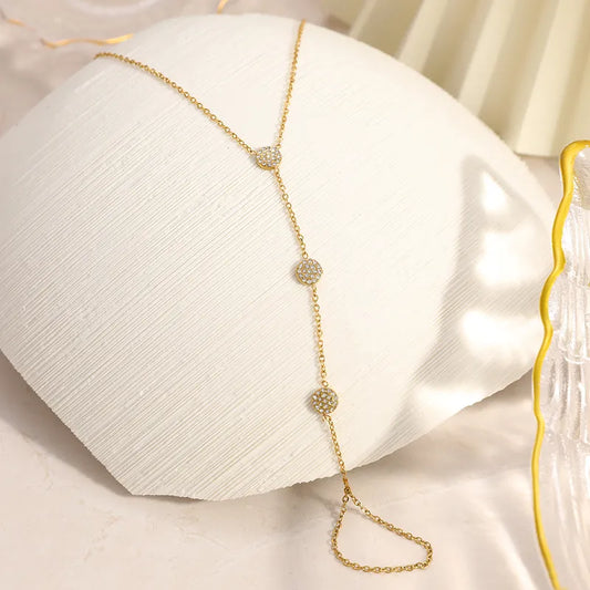 Βραχιόλι επιχρυσωμένο ατσάλι αλυσίδα με στρας - BR503