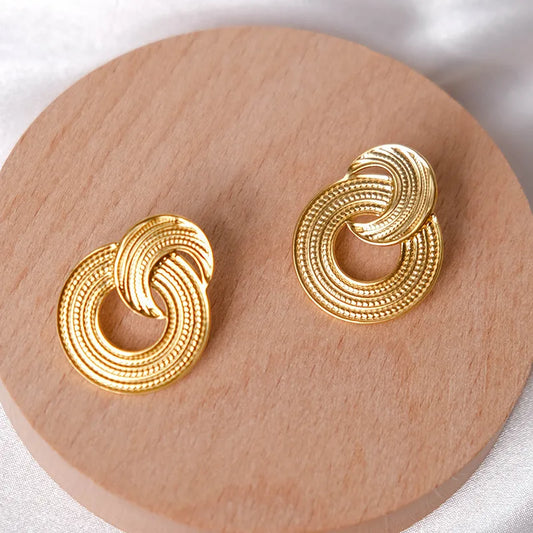 Σκουλαρίκια επιχρυσωμένο ατσάλι στρόγγυλα - EA696