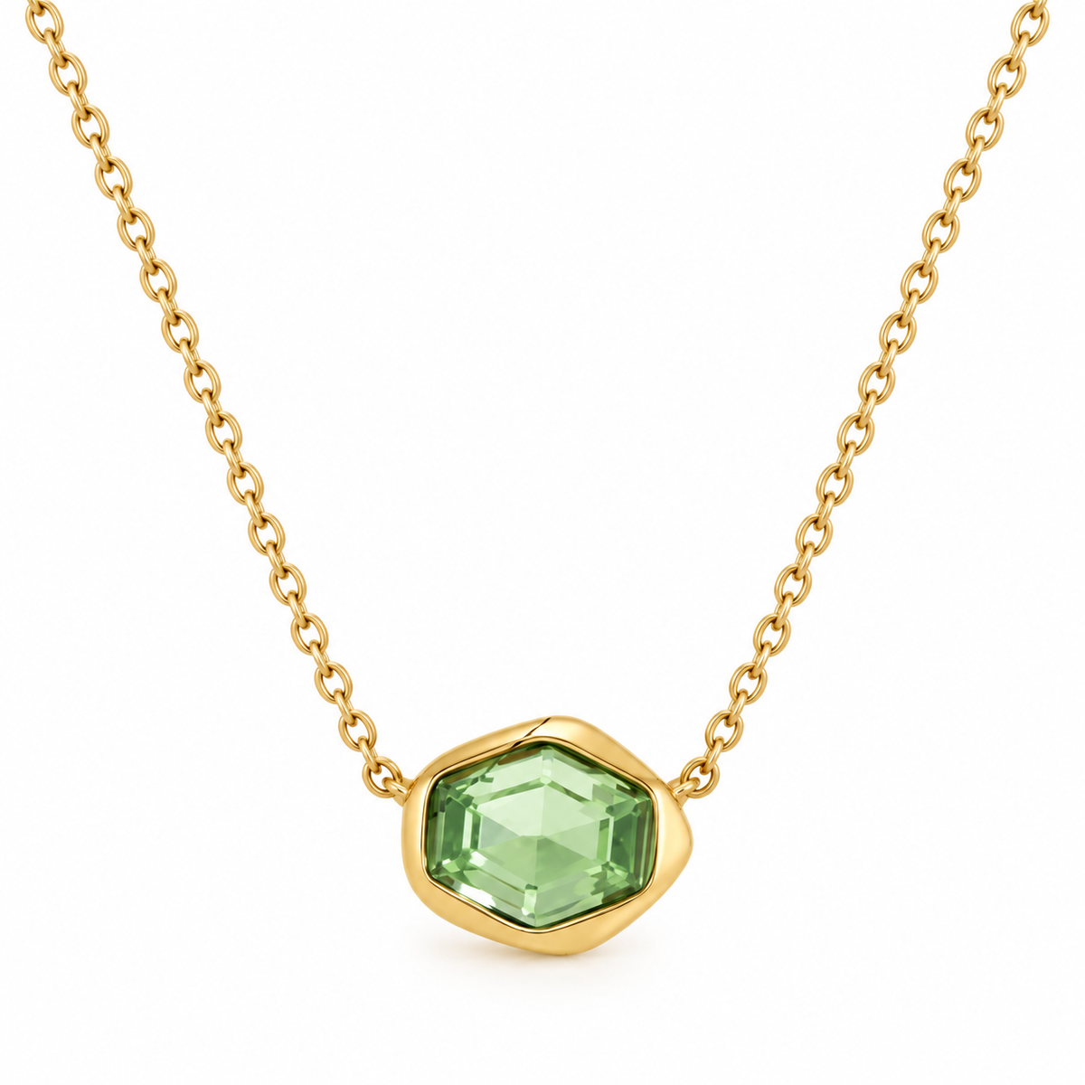 Collana fiore in acciaio con pietre verdi - NE672