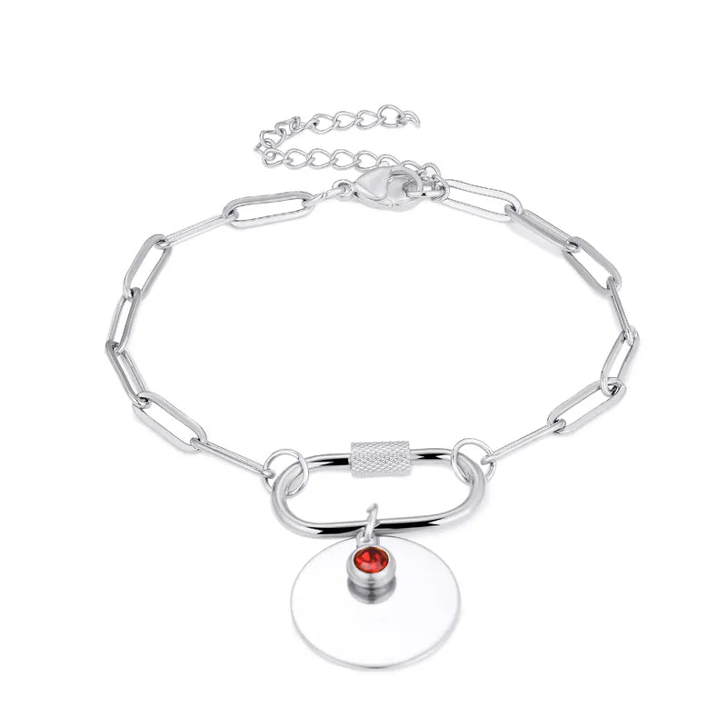 Steel bracelet with red stone - BR405