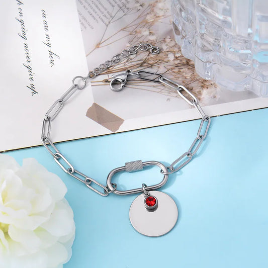 Βραχιόλι ατσάλι με κόκκινη πέτρα - BR405