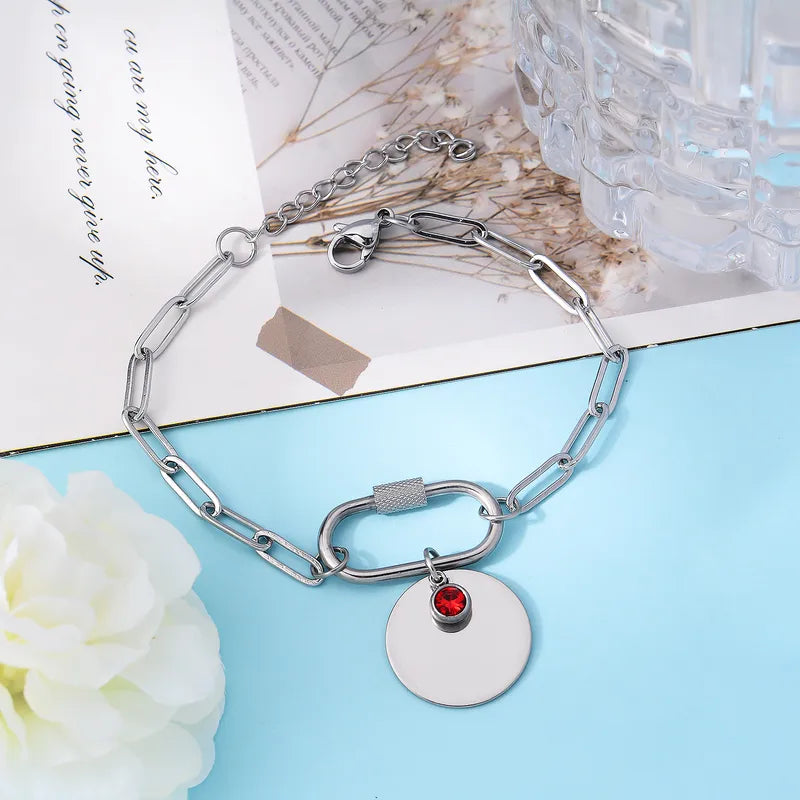 Βραχιόλι ατσάλι με κόκκινη πέτρα - BR405