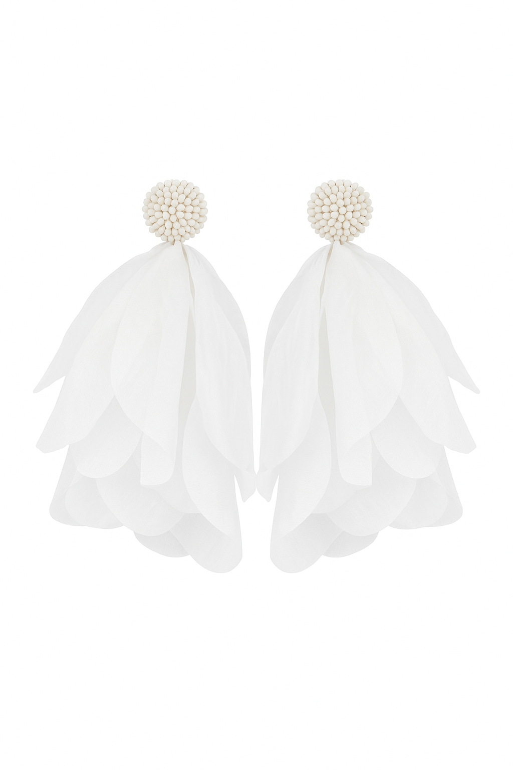 White tulle earrings - w389