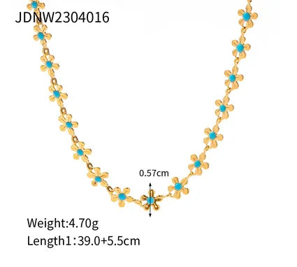 Colar de aço com flores - W018