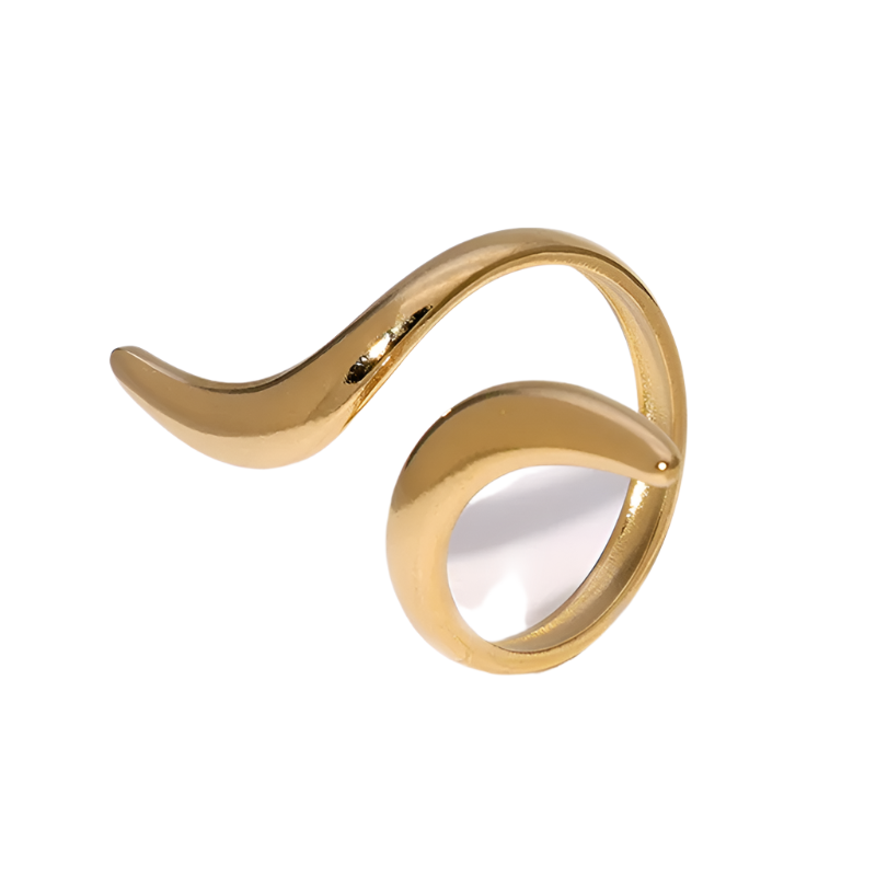 Calligraphic gold-plated steel ring-R197