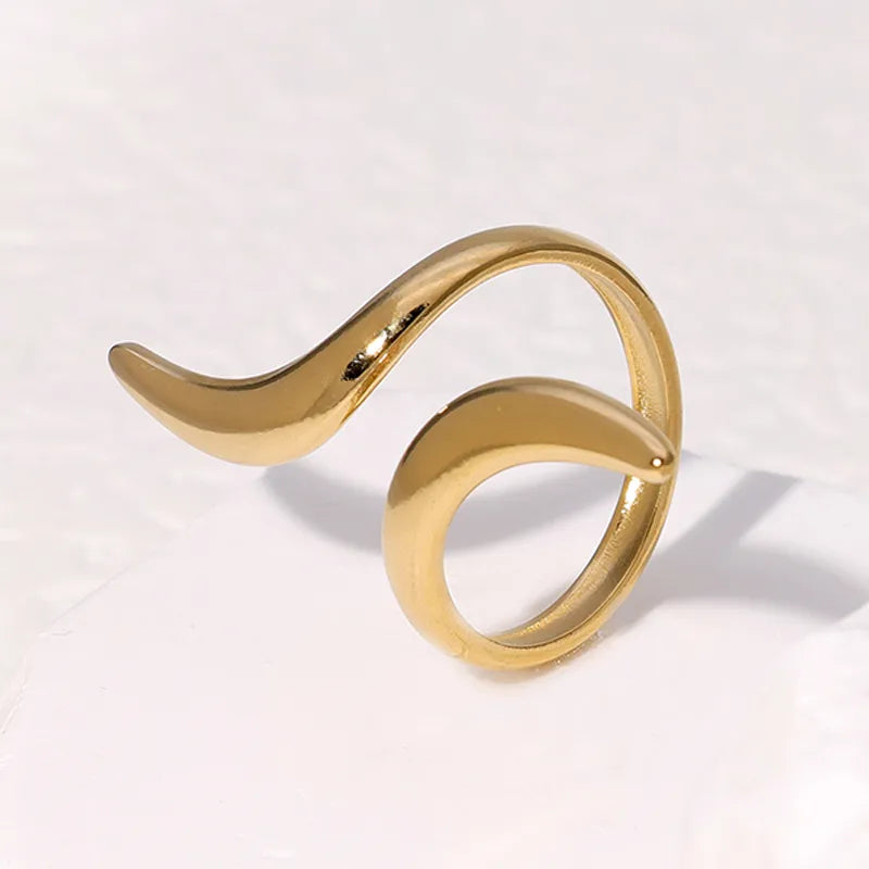 Calligraphic gold-plated steel ring-R197