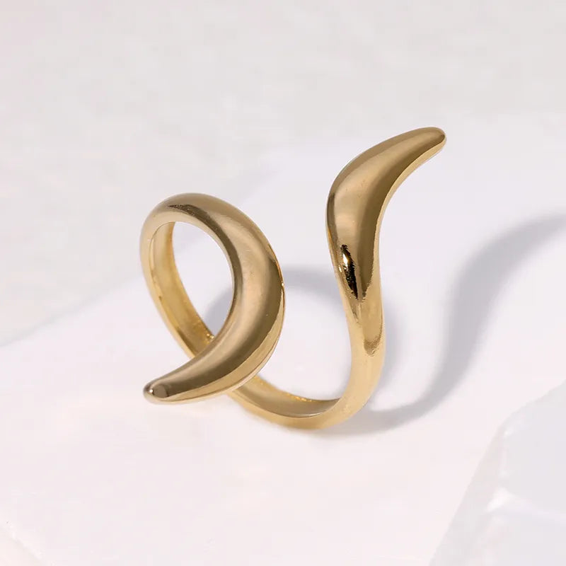 Calligraphic gold-plated steel ring-R197