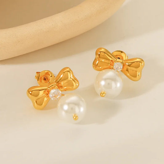 Σκουλαρίκια ατσάλινα με φιογκάκια- w583