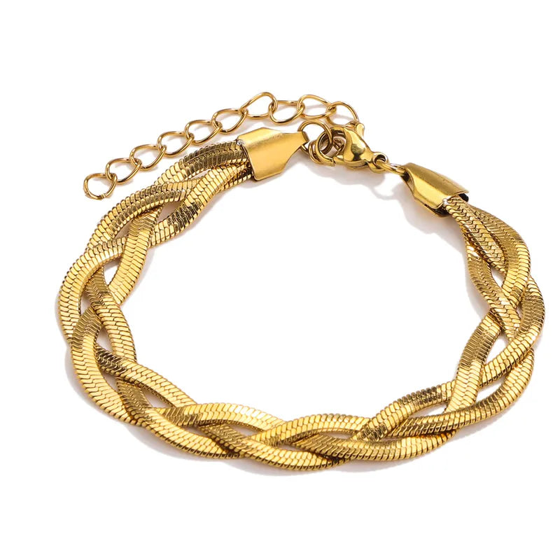 Bracelet en or en acier triple tricot-BR051