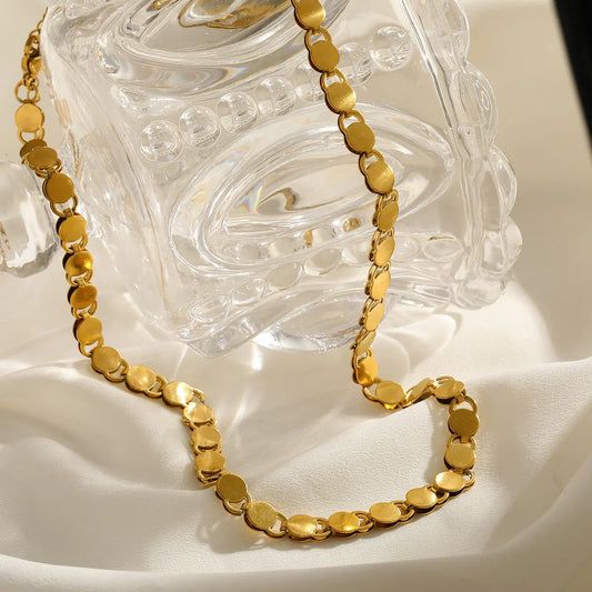 Κολιέ επιχρυσωμένο ατσάλι στρόγγυλη αλυσίδα-NE166