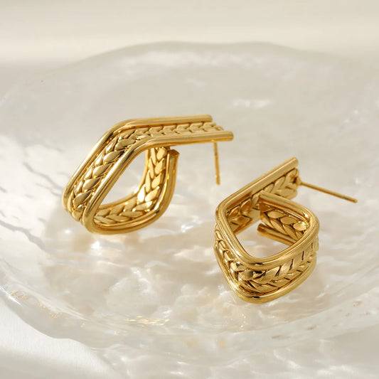 Σκουλαρίκια επιχρυσωμένο ατσάλι με σχέδιο-EA386