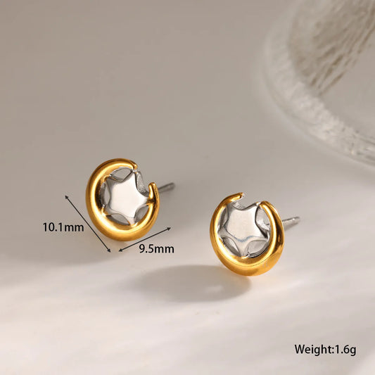 Σκουλαρίκια επιχρυσωμένο ατσάλι με αστέρια-EA093