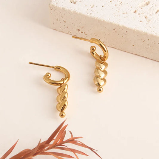 Cercei inimă din oțel placat cu aur-EA271