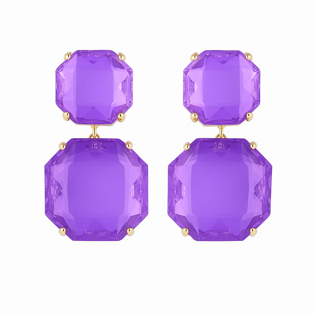 Purple acrylic earrings - w218