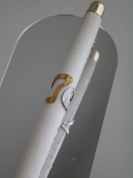 Δαχτυλίδια ατσάλι χρυσό και ασημί ανοιχτό κύμα-R111