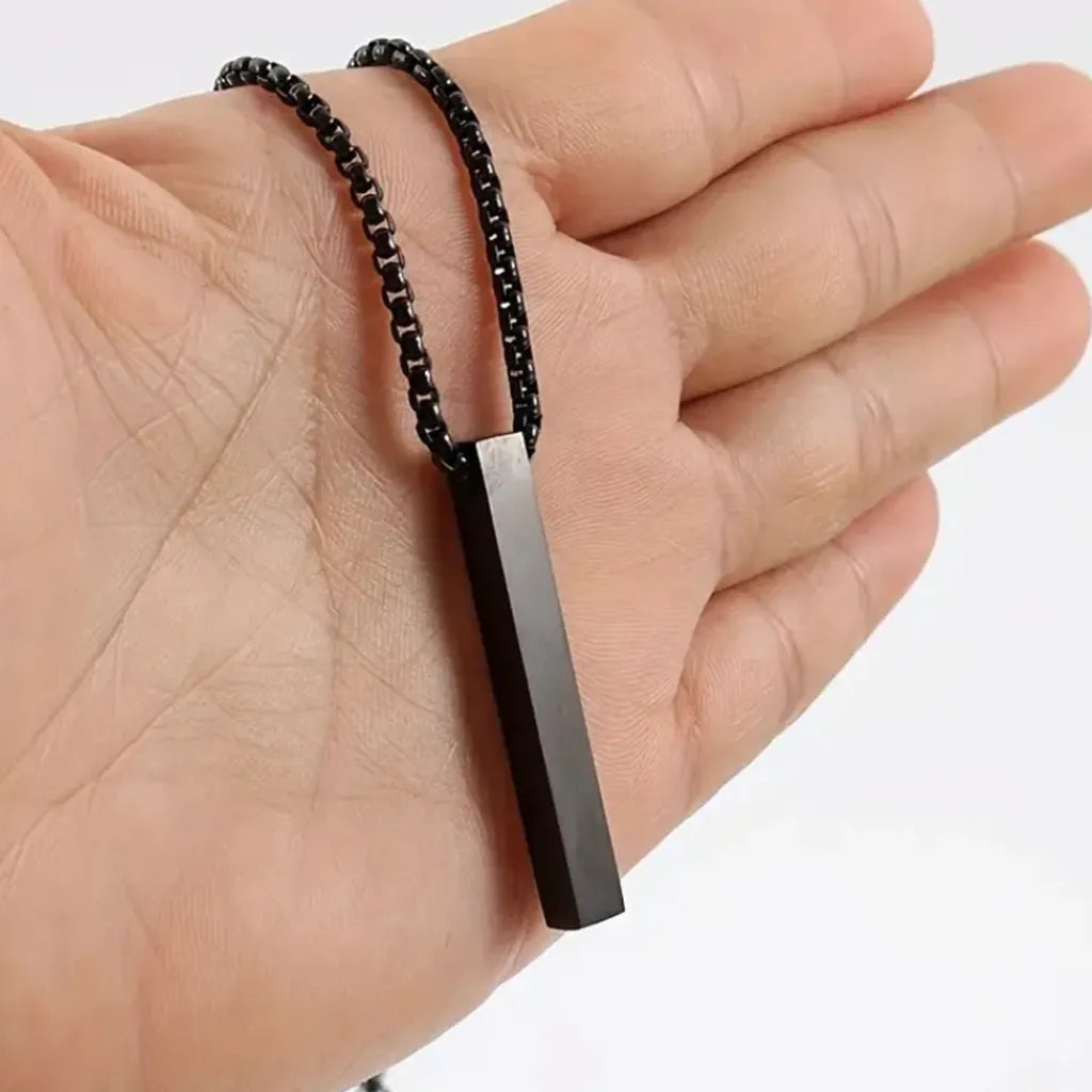 Κολιέ μαύρο ατσάλι stick-NE502