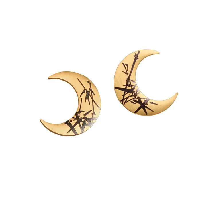 Σκουλαρίκια ορειχάλκινο φεγγάρι - w149