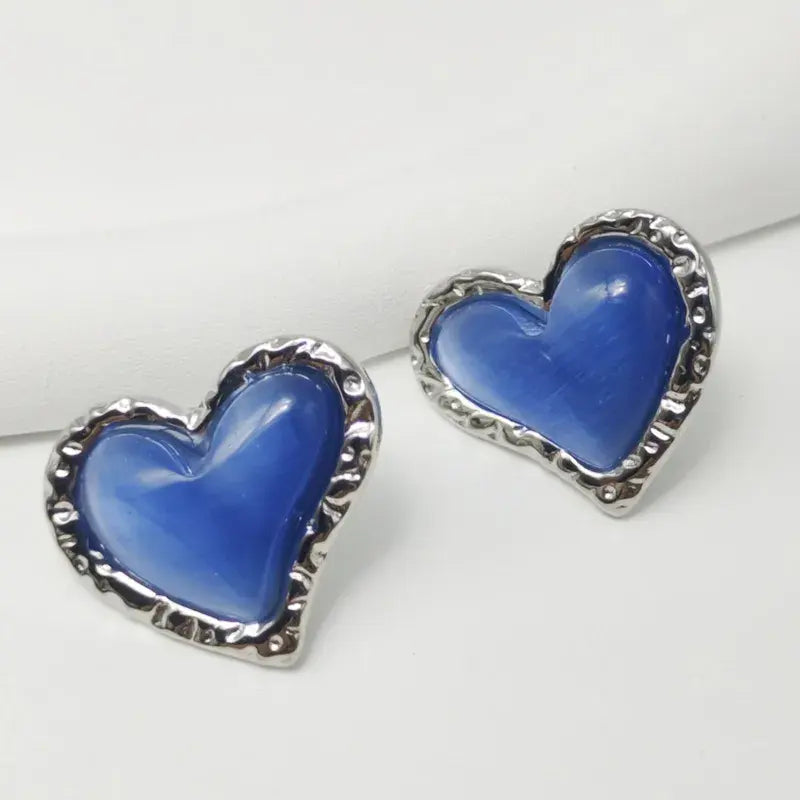 Steel heart earrings - w300