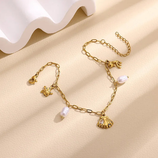 Βραχιόλι ποδιού ατσάλινο κρεμαστά - AN038